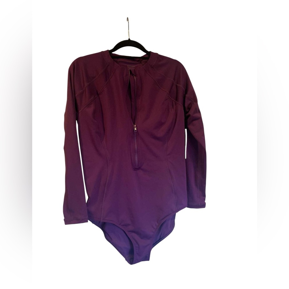 Athleta Plum Long-Sleeve One-Piece Swimsuit